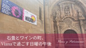 vianaのサン・ペドロ教会入口をバックにしたアイキャッチ画像