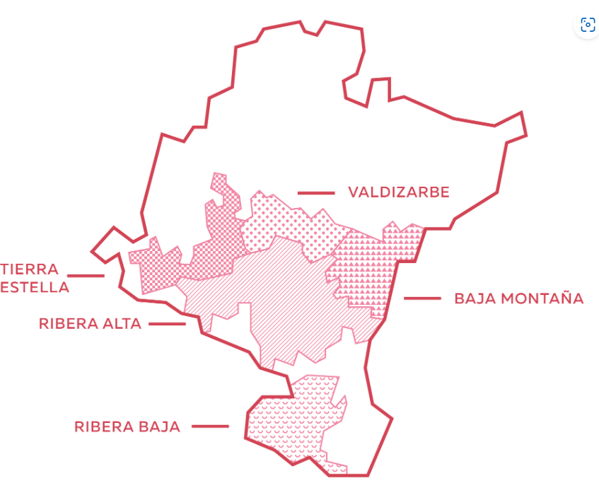 ナバラのワイン産地の地図
