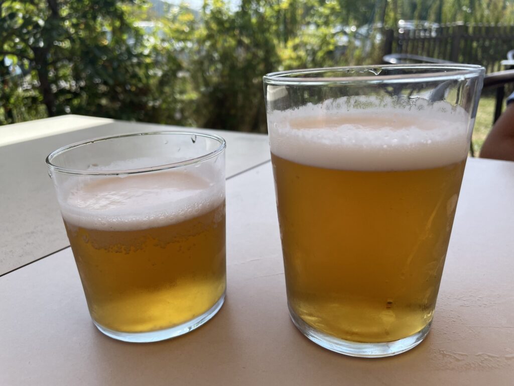 通常サイズとミニサイズの生ビール